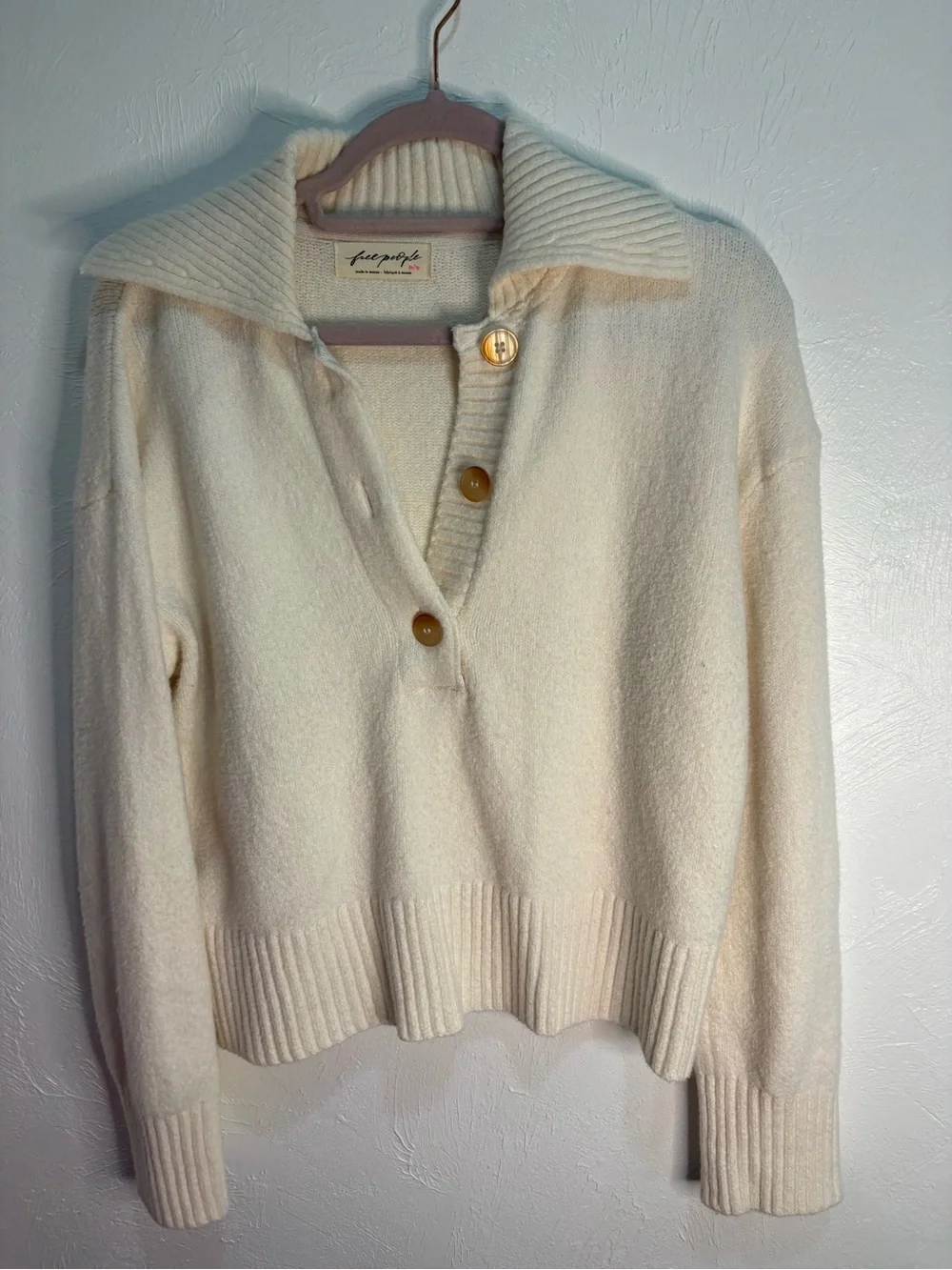 Free People Trading Up Polo in ivory